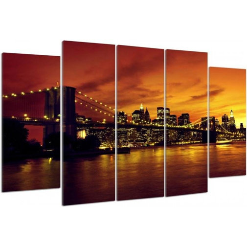 Brayden Studio 5-tlg. Fotodruck-Set The Brooklyn Bridge and Manhattan
